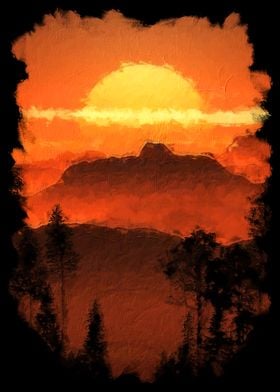 Mountain Sunset Painting