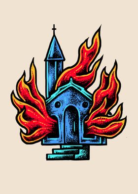 Burning church 