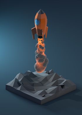 Rocket Launch Low Poly