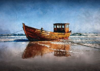 Wooden fishing boat beach