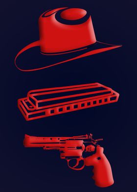 Harmonica Red hat Cowboy