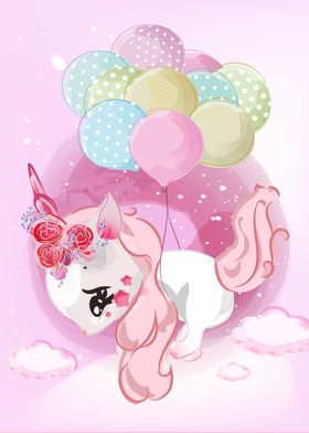 unicorn with balloons