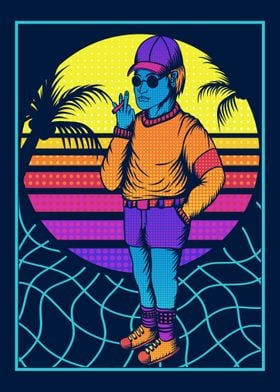 The man retro wave artwork