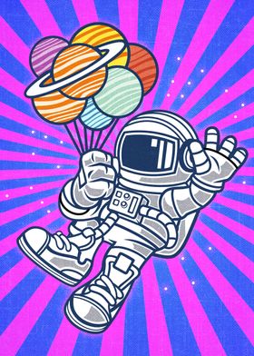 Astronaut with balloons