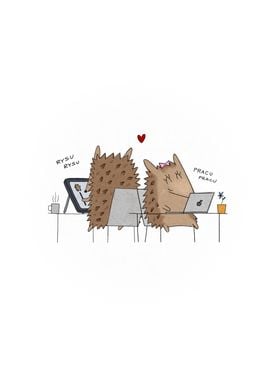 Hedgehog Home Office' Poster by Little Hedgehogs | Displate