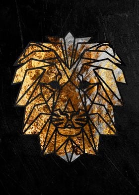 golden lion head poster 