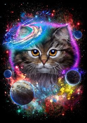 Cat in Galaxy Space Cosmos