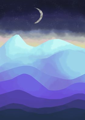 Mountains during the night