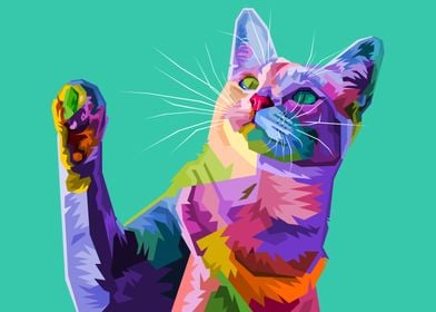 colorful cat on wpap style