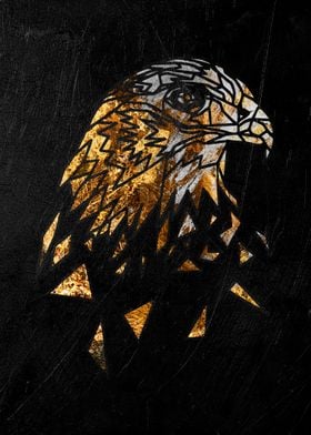 golden eagle face poster 