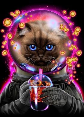 Astronaut Cat Bubble Tea