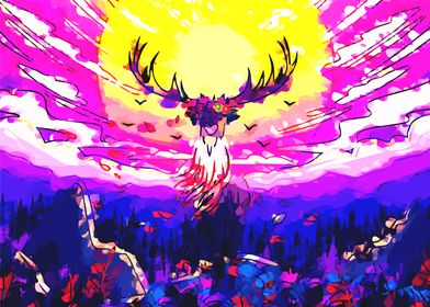 Abstract Deer in the sun