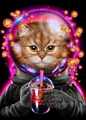 Astronaut Cat Bubble Tea