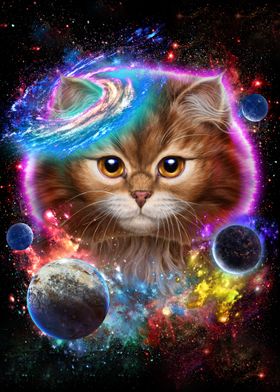 Cat in Galaxy Space Cosmos