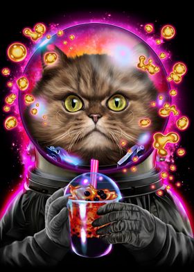 Astronaut Cat Bubble Tea