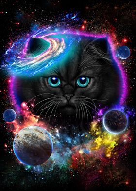 Cat in Galaxy Space Cosmos