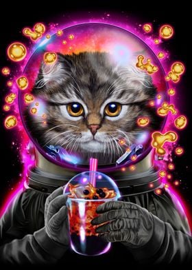 Astronaut Cat Bubble Tea