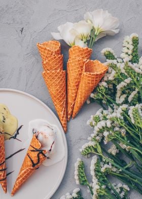 Ice Cream with Flowers