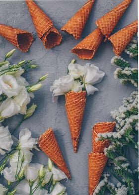 Ice Cream Cone with Flower