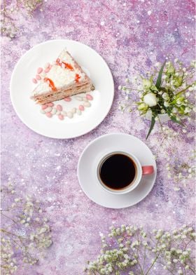 Cafe Cake Time with Flower