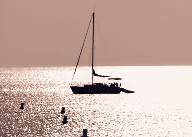 Boat Ocean Sun Shadows