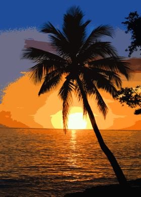 Tropical Palm Trees Sunset