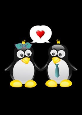 Penguin love for cute coup