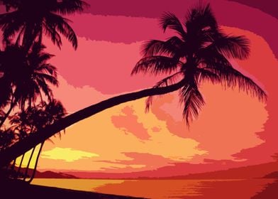 Tropical Palm Tree Sunset