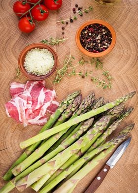 Green Asparagus Ham Plate 