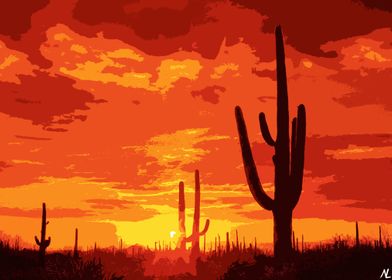 Saguaro Arizona Sunset