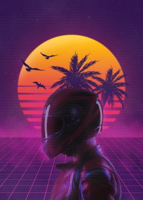 Synthwave Biker Sunset