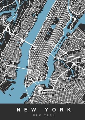 New York Map Black Color