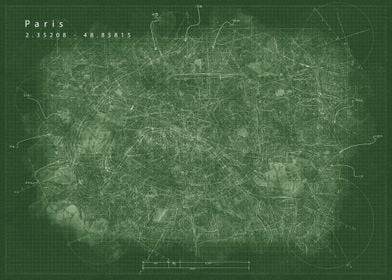 Paris blueprint map