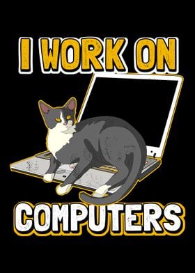 Funny cat of a computer sc