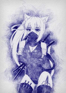 Ninja Girl Pen Sketch