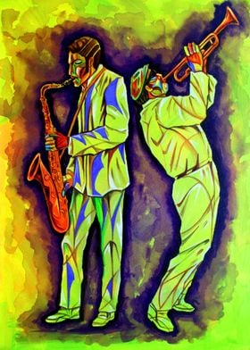 Jazz musicians in yellow