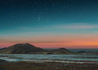 starry sunset landscape