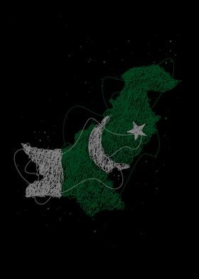 Pakistan Map Flag Asia