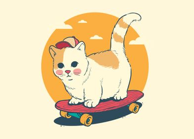 Cute Cat skateboarding