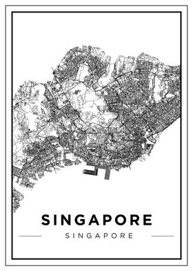 Singapore Map Black