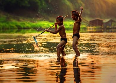 fishing in the river