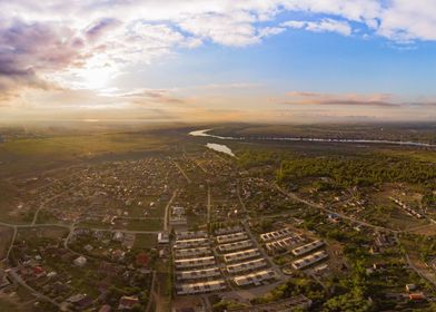 Aerial view on town