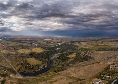 Aerial view on river