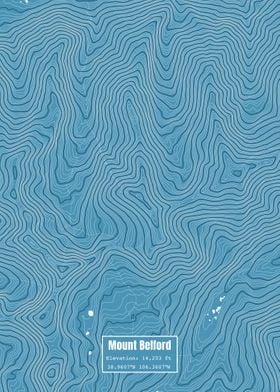 Mt Belford Topo Map Blue