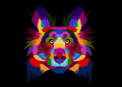 Colorful dog head