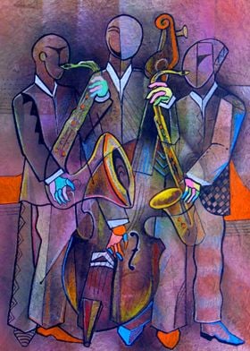 Three street musicians
