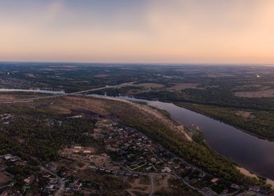 Aerial view on river