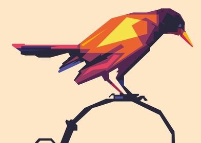 colorful crow WPAP POP ART