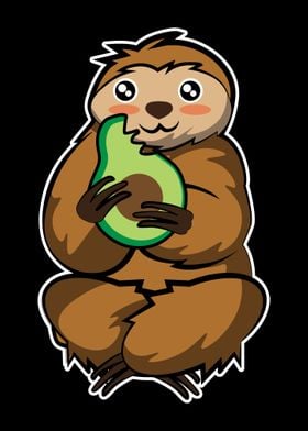 Sloth Eating Avocado Vegan