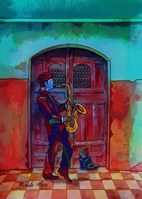 Street sax  musician
